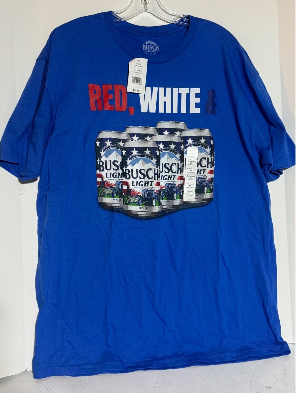 Men’s Red, White & Busch XL graphic tee blue/patriotic cans